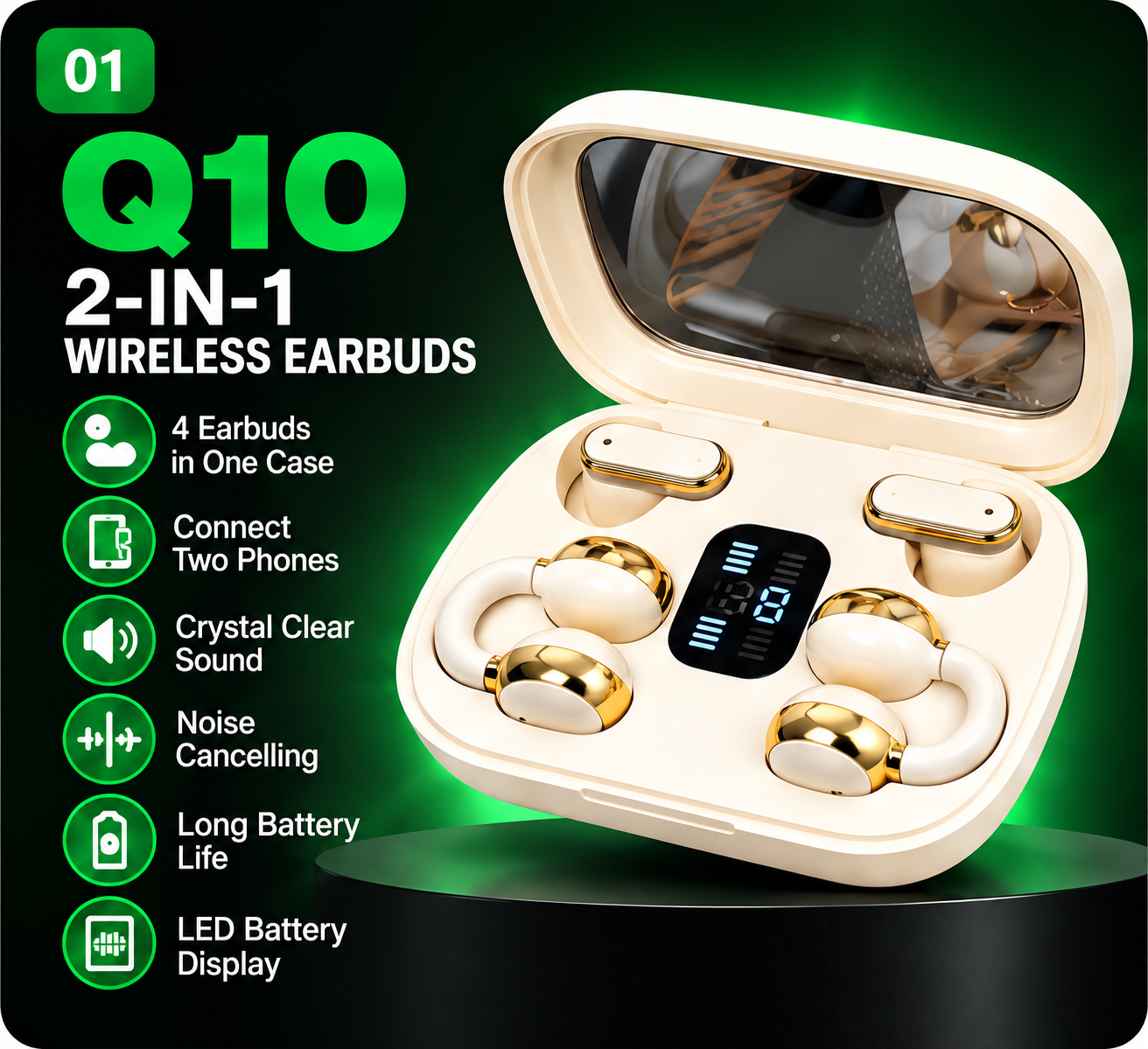 2-in-1 wireless earbuds